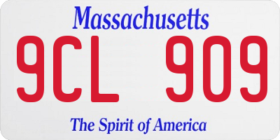 MA license plate 9CL909