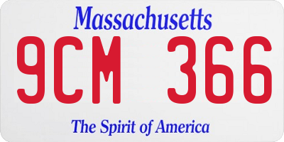 MA license plate 9CM366