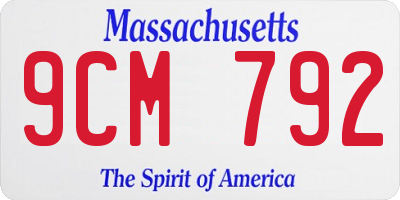 MA license plate 9CM792