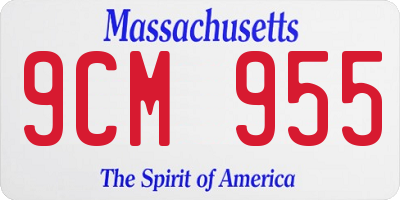 MA license plate 9CM955