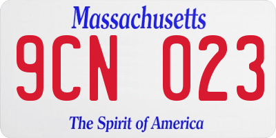 MA license plate 9CN023
