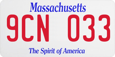 MA license plate 9CN033