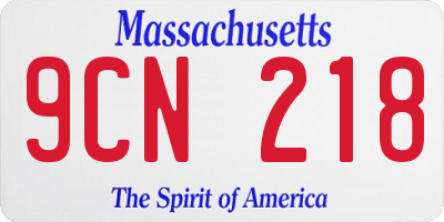 MA license plate 9CN218