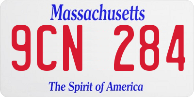 MA license plate 9CN284