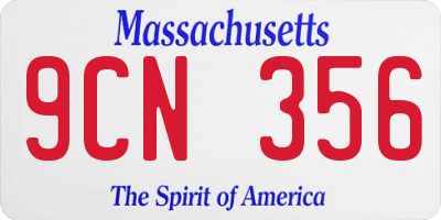 MA license plate 9CN356