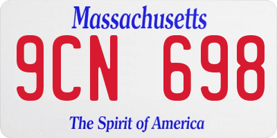 MA license plate 9CN698