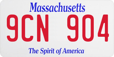 MA license plate 9CN904
