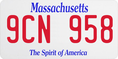 MA license plate 9CN958