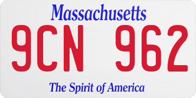 MA license plate 9CN962