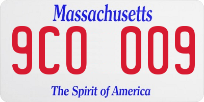 MA license plate 9CO009