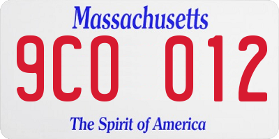 MA license plate 9CO012