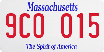 MA license plate 9CO015