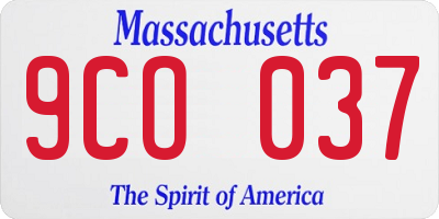 MA license plate 9CO037