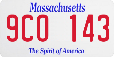 MA license plate 9CO143