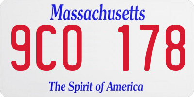 MA license plate 9CO178