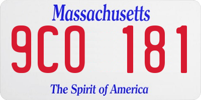 MA license plate 9CO181