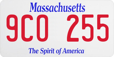 MA license plate 9CO255