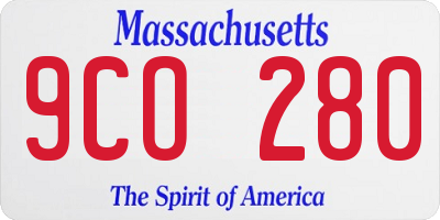 MA license plate 9CO280