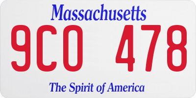 MA license plate 9CO478