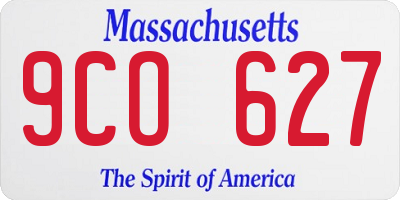 MA license plate 9CO627