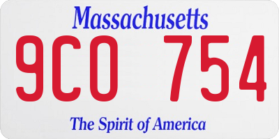 MA license plate 9CO754