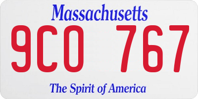 MA license plate 9CO767
