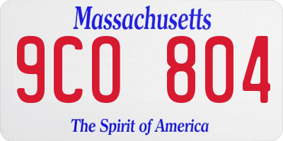 MA license plate 9CO804