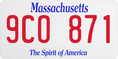MA license plate 9CO871