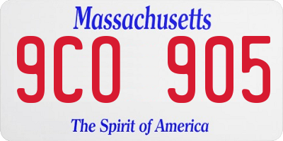 MA license plate 9CO905