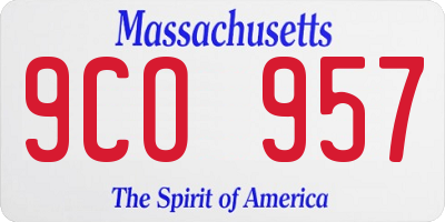 MA license plate 9CO957