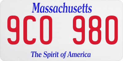 MA license plate 9CO980