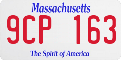 MA license plate 9CP163