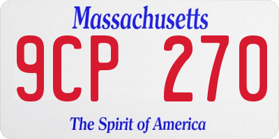 MA license plate 9CP270