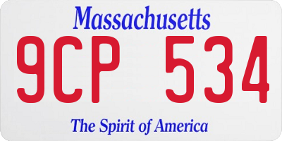 MA license plate 9CP534