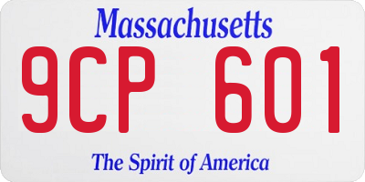 MA license plate 9CP601