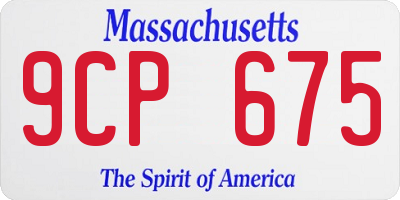 MA license plate 9CP675