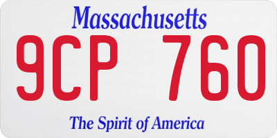 MA license plate 9CP760