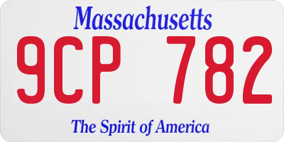 MA license plate 9CP782