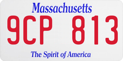 MA license plate 9CP813