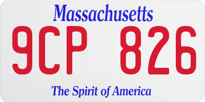 MA license plate 9CP826