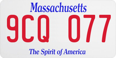 MA license plate 9CQ077