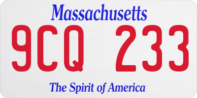 MA license plate 9CQ233