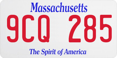 MA license plate 9CQ285
