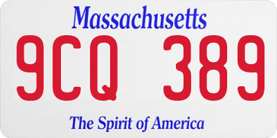 MA license plate 9CQ389