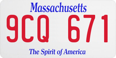 MA license plate 9CQ671