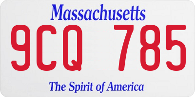 MA license plate 9CQ785