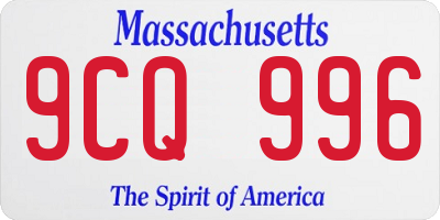 MA license plate 9CQ996