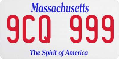 MA license plate 9CQ999