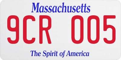 MA license plate 9CR005