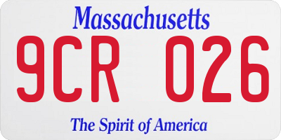 MA license plate 9CR026